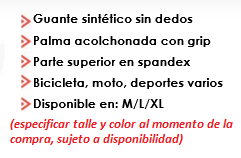 GUANTES DE BICICLETA / MOTO SINTETICO PALMA ACOLCHADA CON GRIP CALIDAD A