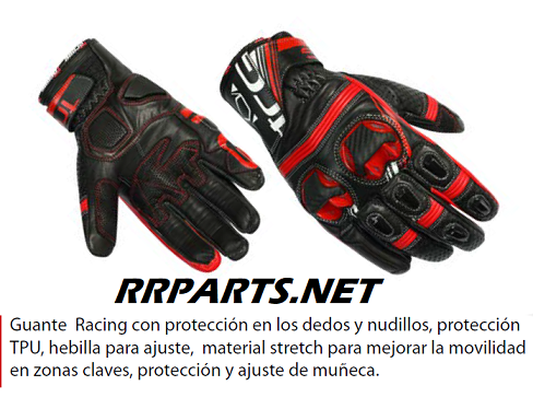 GUANTES TORQUE GT TECH RACING NUDILLOS REFORZADOS MEDIA ESTACION