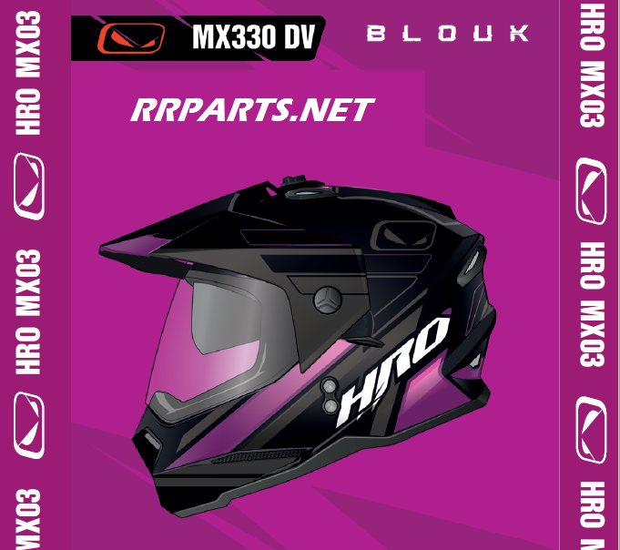 CASCO HRO CROSS MX-330 BLOUK CON LENTES REBATIBLES Y MICA RETRACTIL