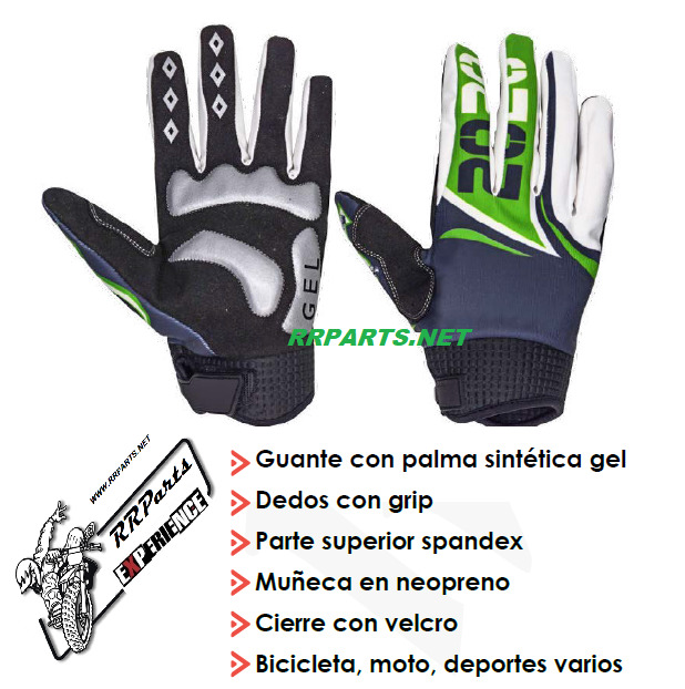GUANTES CON PALMA SINTÉTICA GEL Y DEDOS CON GRIP BICICLETA Y MOTO