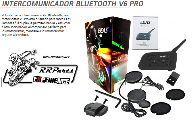 INTERCOMUNICADOR BLUETOOTH PARA MOTOS EJEAS V6 PRO UNIDAD